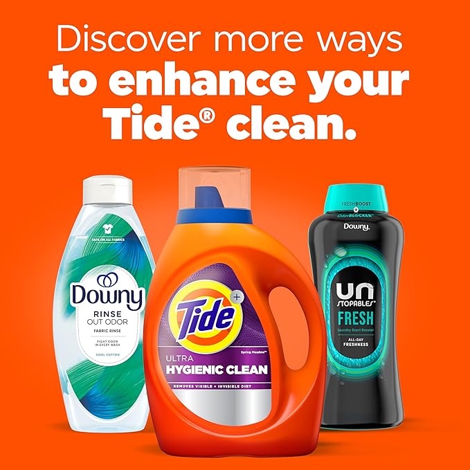 Tide Ultra Hygienic Clean Liquid Laundry Detergent, Spring Meadow Scent, 84 fl oz, 59 Loads, Removes visible and invisible dirt, Laundry Detergent Liquid