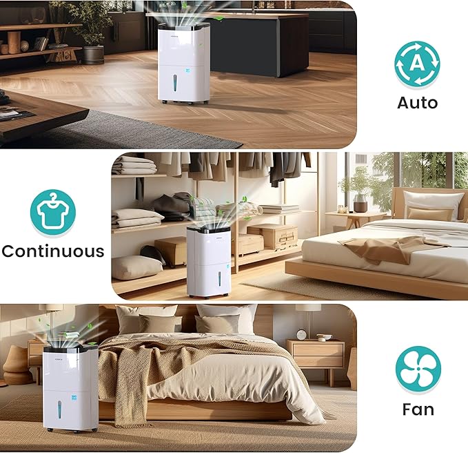 Kesnos 150 Pints 2025 Energy Star Dehumidifier for Home, Basement with Drain Hose & Large Tank, Ideal for Spaces up to 7,500 Sq. Ft. - Portable Commercial Dehumidifier with Auto Defrost & Self-Drying