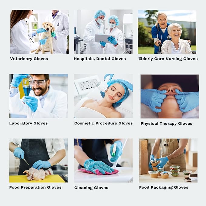 Nitrile Disposable Latex free, Powder Free, Food Grade, Guantes,Lab, Cleaning, Auto mechanic - 3-6 MIL (Box/Case)