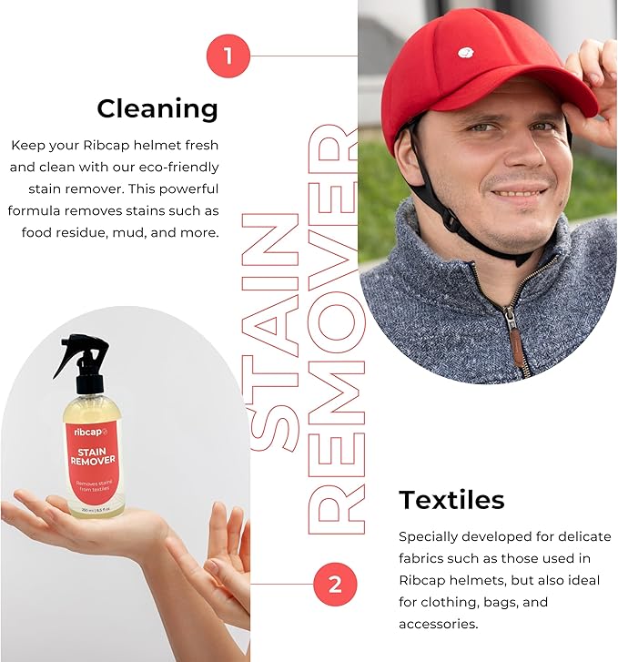 Ribcap Eco Stain Remover for Fabrics | 250 ml / 8.5 fl oz | Eco-Friendly & Safe for Delicate Materials like Helmets, Clothing & Accessories
