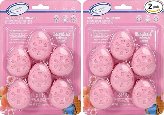 Air Jungles Shoe Deodorizer Balls 12 Ct, Honey Peach Scent, Odor Remover Balls for Sneakers, Gym Bags, Lockers, Closets, Hampers, and Drawers, Essential Oil Provides Natural Freshness