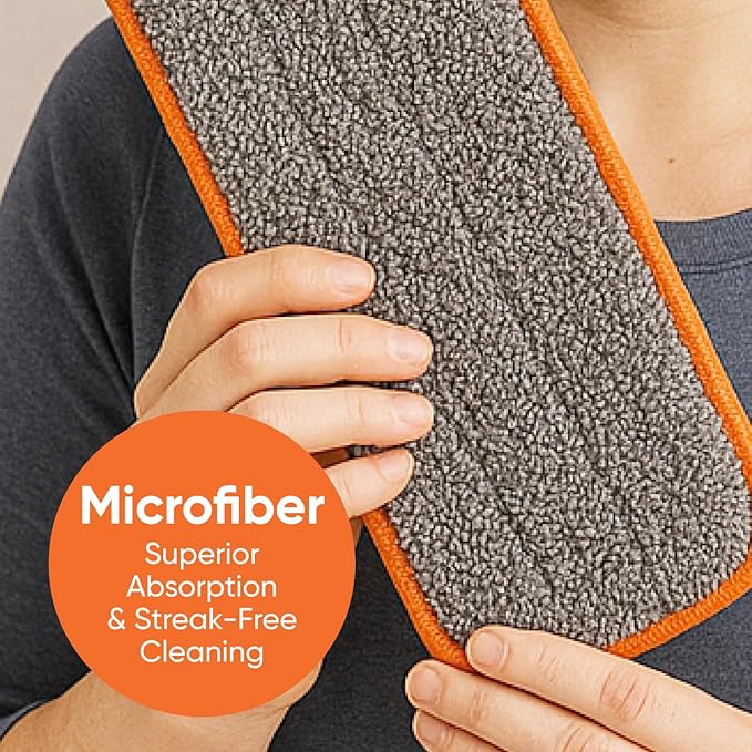 Superio Self-Wringing Microfiber Cleaning Mop with Hands-Free Wringing Blade and Reusable & Washable 8" x 4.5" Microfiber Mopping Pad for Home, Kitchen, Bathroom, Streak-Free Cleaning