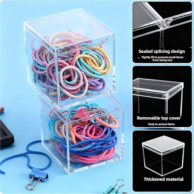Clear Acrylic Storage Box with Lid - Small Square Organizer Containers for Jewelry, Candy, Beads, Cosmetics - Multi-Purpose Display Case for Home, Office, Party Favors (2.2x2.2x2.2 inch-30pcs)