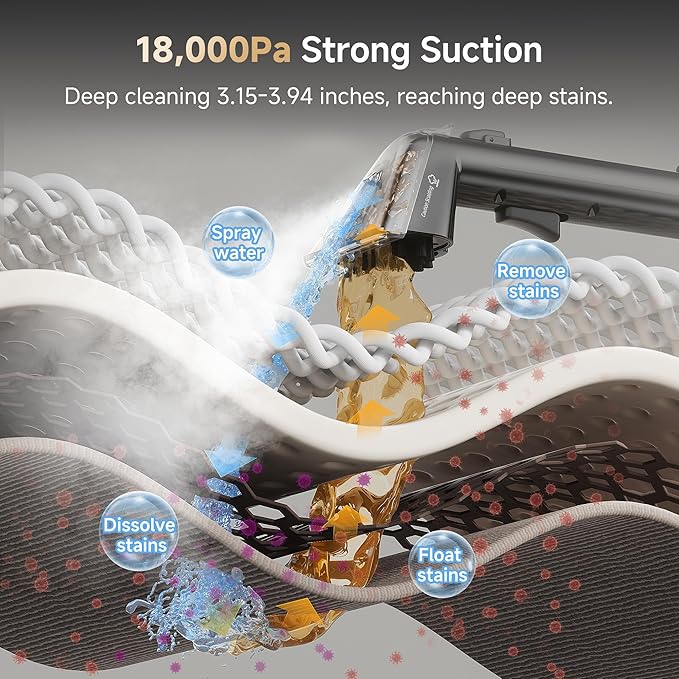 uwant Carpet Cleaner Machine with Steam&Hot&Cold Water System 18Kpa Powerful Suction Upholstery Cleaner Machine with Pet Pro Cleaner for Pets, Carpet Steam Cleaner