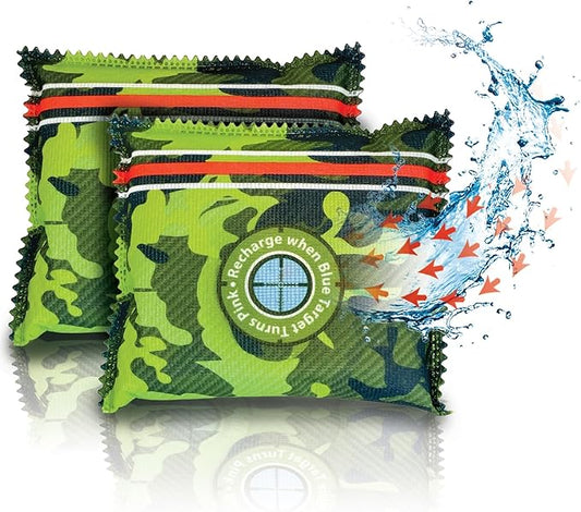 Gun Safe Dehumidifier Camouflage - Rechargeable Desiccant Dehumidifier Bags - Reusable & Absorbs Moisture & Humidity - 2x Pack