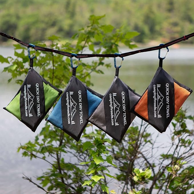 Camping Threads Quick Dry Microfiber Camp Towels Family Four Pack - Includes 4 XL Body Towels and 4 Washcloths