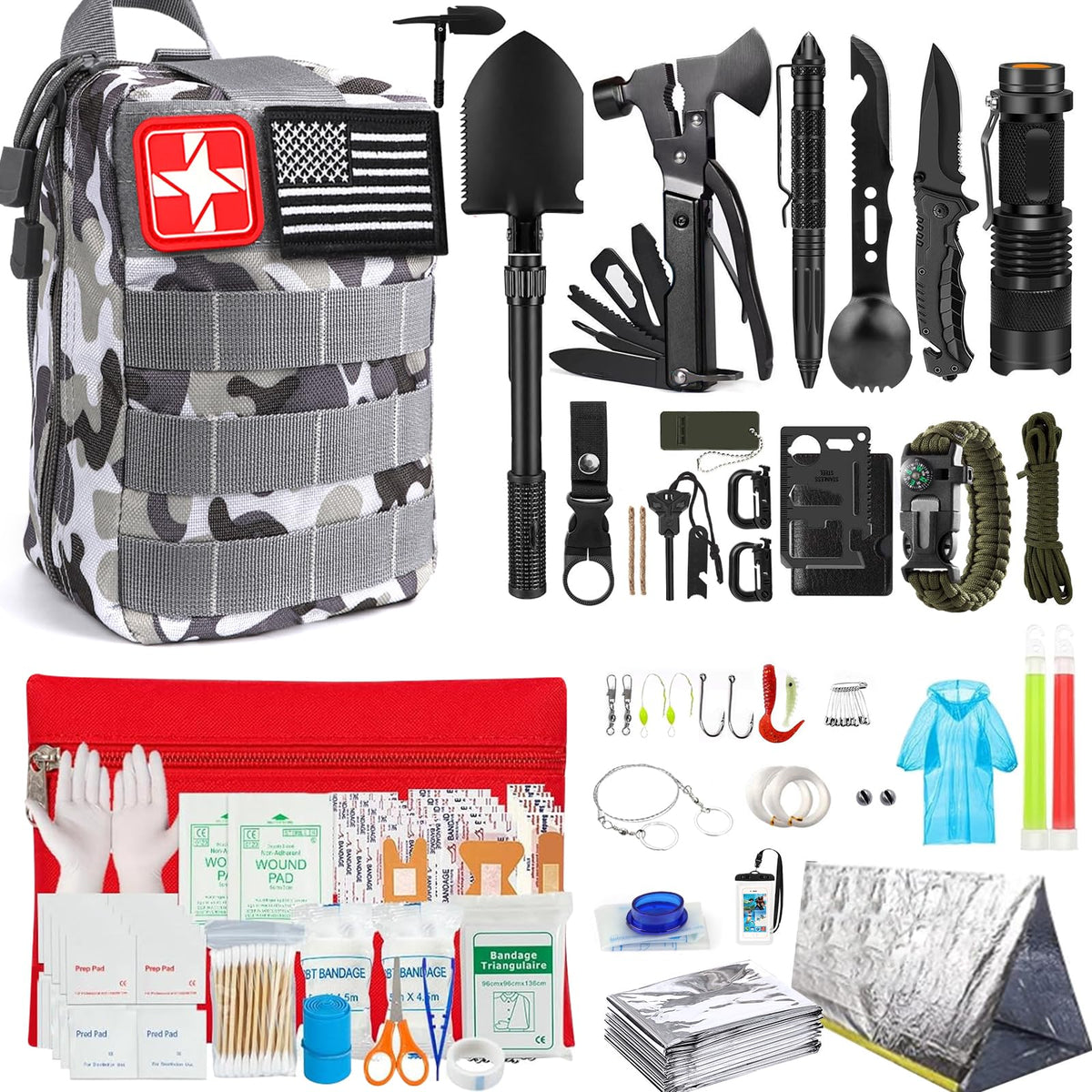 Survival Kit, 251 Pcs Survival Gear Emergency Supplies First Aid - Image 1