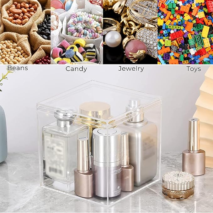 KissYou Acrylic Box Large Clear Boxes With Lids Square Cube Jewelry Storage Containers Weddings, Christmas Party Box for Display