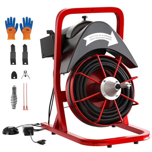 Garvee Drain Cleaner Machine 75 Ft x 1/2 Inch Steel Core - Image 1