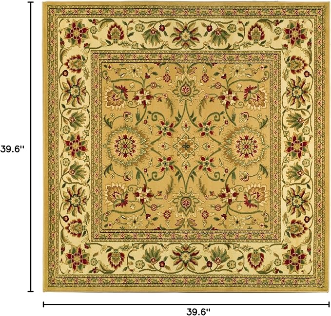 SAFAVIEH Lyndhurst Collection Area Rug - 3'3" Square, Beige & Ivory, Traditional Oriental Design, Non-Shedding & Easy Care, Ideal for High Traffic Areas in Living Room, Bedroom (LNH212D)
