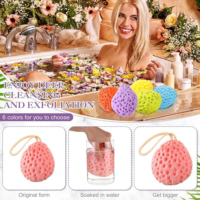 36 Pcs Bath Sponge Deep Cleansing Body Loofah Gentle and Deep Exfoliating Body Scrubber Bath Accessories Men Women Baby Sponge for Bathing Shower (Multicolor)