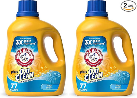 Arm & Hammer Plus OxiClean Fresh Scent, 77 Loads Liquid Laundry Detergent, 100.5 Fl oz (Pack of 2)