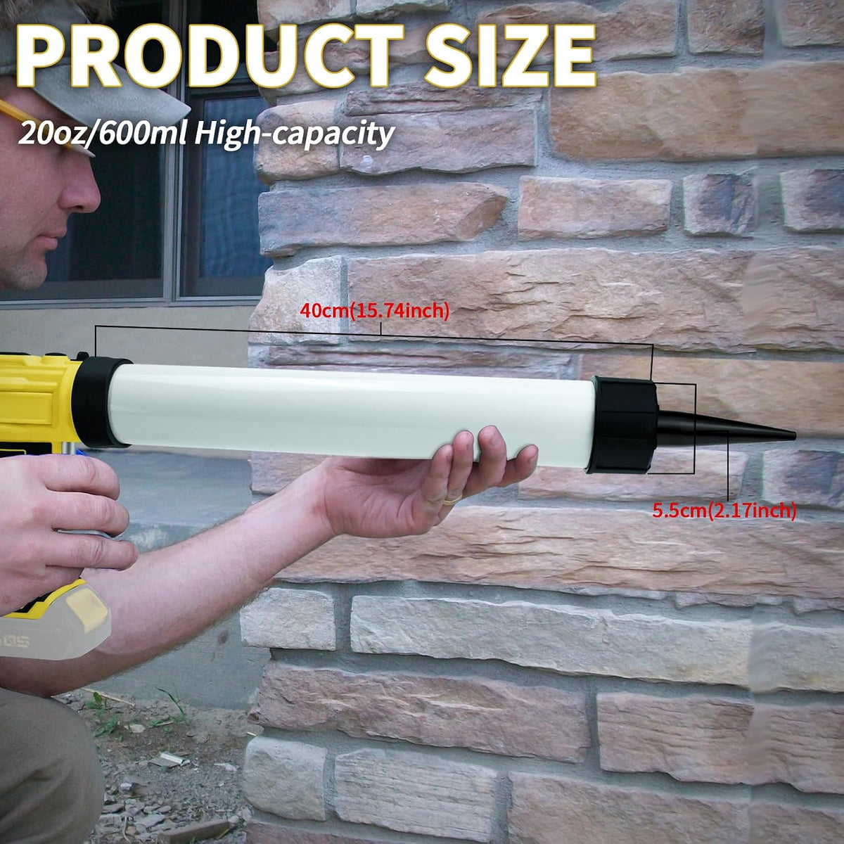 600 mL Cordless Sausage Caulking Gun for DeWalt 20V Batteries