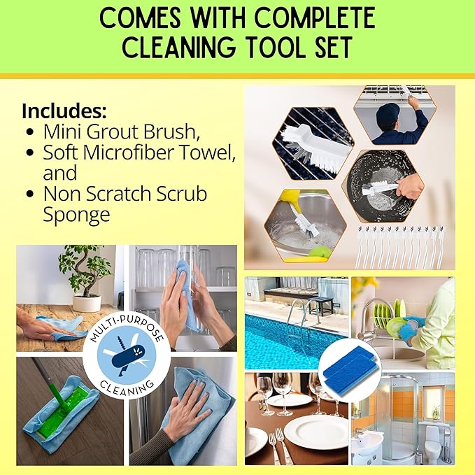 CLR Brilliant Bath 26oz | Calcium Lime Rust Remover Bathroom Cleaner Kit | Excellent CLR Brilliant Bath Kitchen & Bathroom Cleaning Kit With Two Scrubber Sponges & Grout Brush