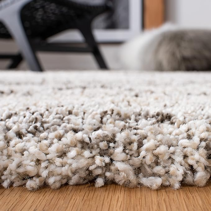 SAFAVIEH Hudson Shag Collection Accent Rug - 4' x 6', Grey & Beige, Modern Trellis Design, Non-Shedding & Easy Care, 2-inch Thick Ideal for High Traffic Areas in Foyer, Living Room, Bedroom (SGH281J)