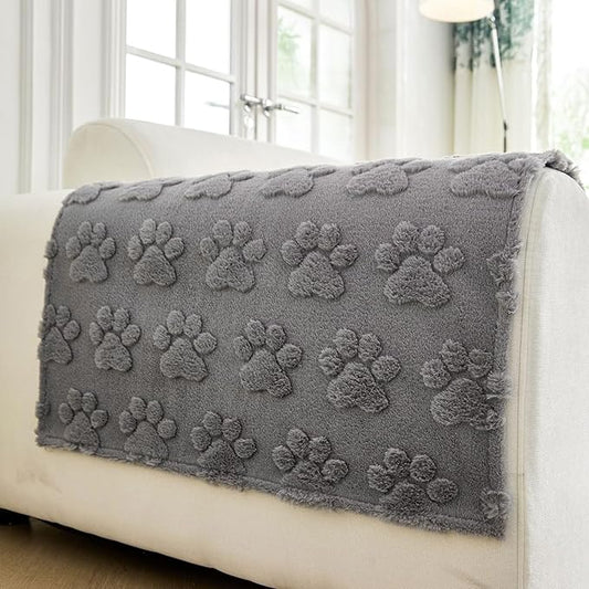 Waterproof Couch Cover for Dogs Washable,Fuzzy Pet Couch Covers for Sofa,Thick Soft Dog Mat Non-Slip Couch Covers for 3 Cushion Couch Sofa Pet Friendly (Grey, 23 * 23(2pcs))