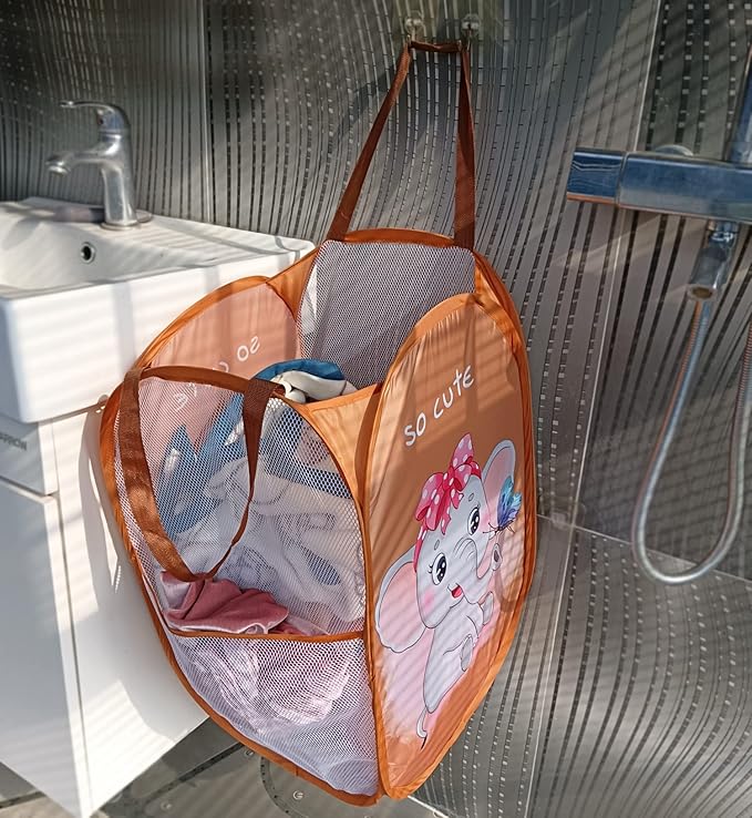 Cute Foldable Laundry Toys Tidy Clothes Socks Basket Storage Bag (Brown Plaid Cat)
