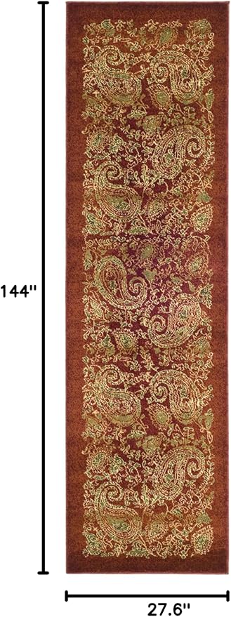SAFAVIEH Lyndhurst Collection Runner Rug - 2'3" x 12', Red & Multi, Traditional Paisley Design, Non-Shedding & Easy Care, Ideal for High Traffic Areas in Living Room, Bedroom (LNH224B)