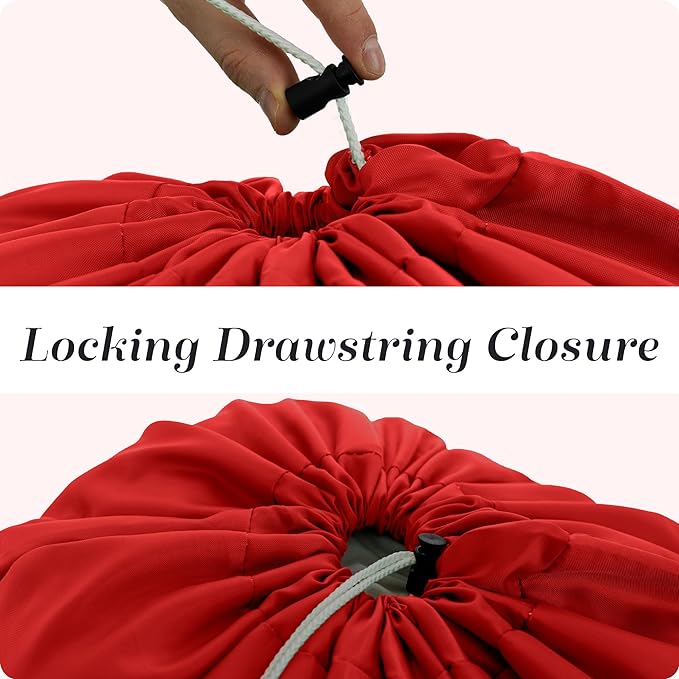 Nylon XL Laundry Bag - Locking Drawstring Closure and Machine Washable. These Bags will Fit a Laundry Basket or Hamper and Strong Enough to Carry up to Three Loads of Clothes (Red)