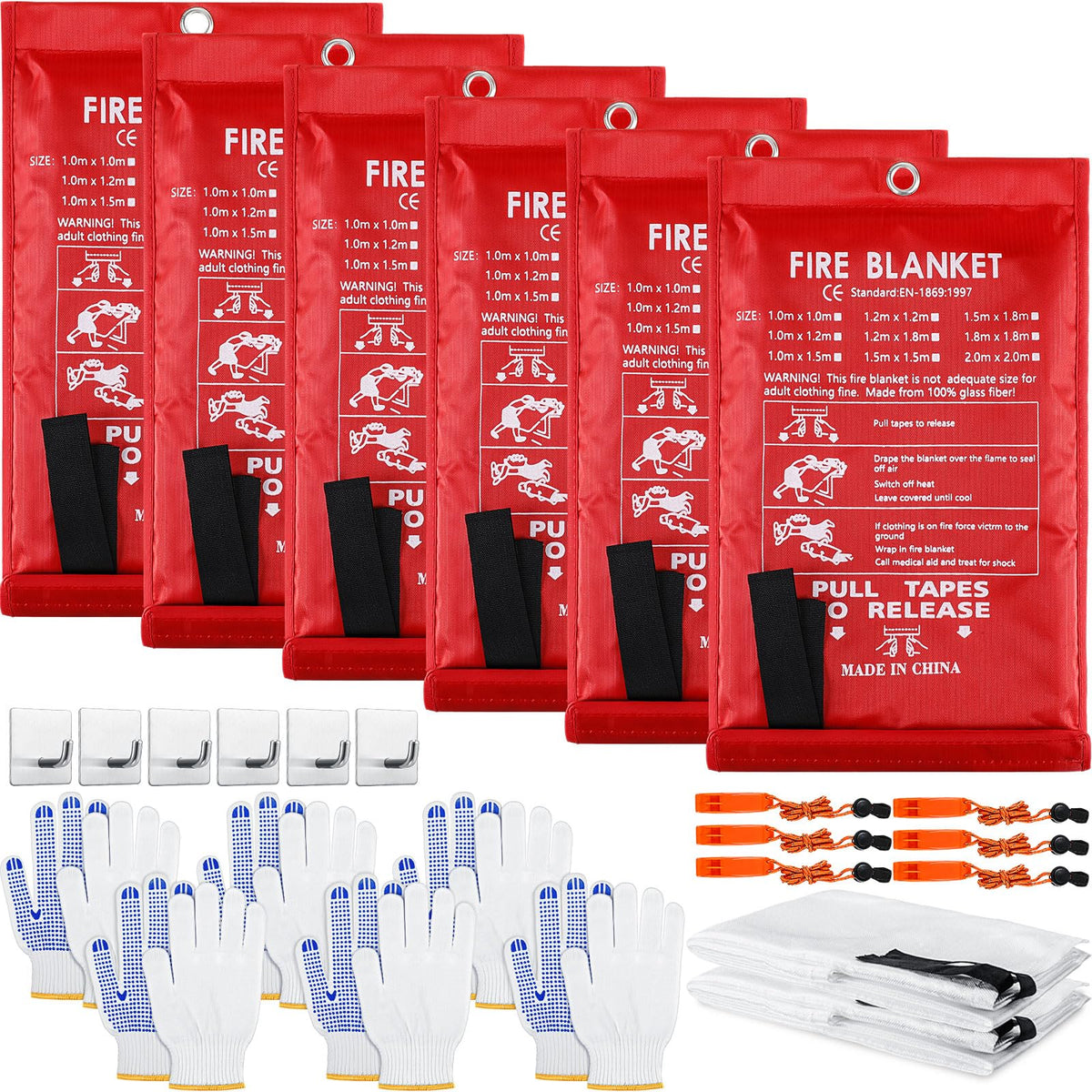 Copkim 6 Sets Emergency Fire Blanket for Home Fire Suppression - Image 1