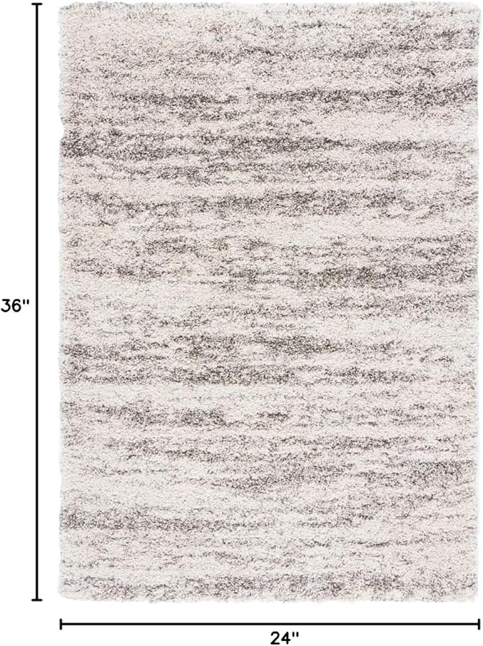 SAFAVIEH Hudson Shag Collection Accent Rug - 2' x 3', Ivory & Grey, Modern Design, Non-Shedding & Easy Care, 2-inch Thick Ideal for High Traffic Areas in Entryway, Living Room, Bedroom (SGH206A)