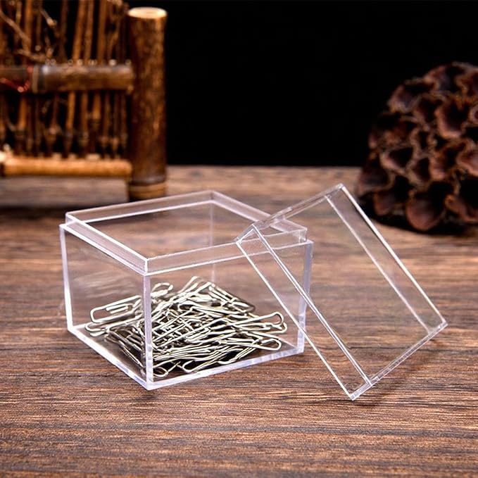 KissYou Acrylic Box with Lid Clear Square Cube Acrylic Boxes for Display Jewelry Storage Contanier Easter Party Decorative Box
