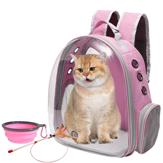 Vivicreate Large Cat Backpack Carrier with Folding Bowl - Image 1