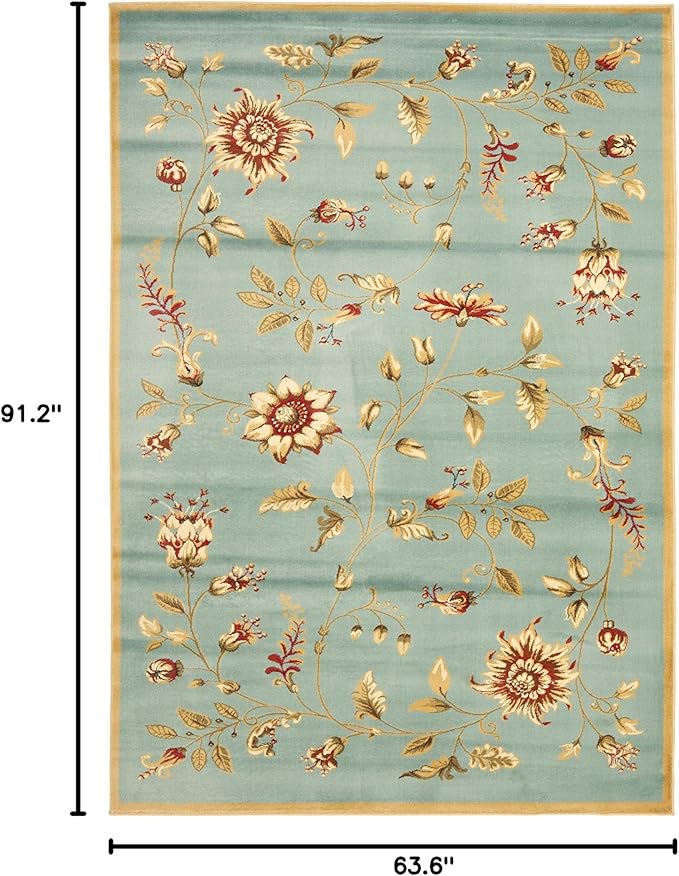SAFAVIEH Lyndhurst Collection Area Rug - 5'3" x 7'6", Blue & Multi, Traditional Floral Design, Non-Shedding & Easy Care, Ideal for High Traffic Areas in Living Room, Bedroom (LNH552-6591)