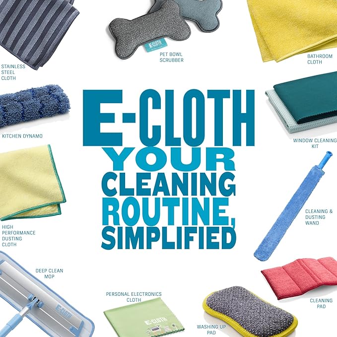 E-Cloth 4-Pack Deep Clean Mop Head, Microfiber Mop Replacement Head, Perfect Floor Cleaner for Hardwood, Laminate, Tile and Stone Flooring, Washable and Reusable, 100 Wash Promise