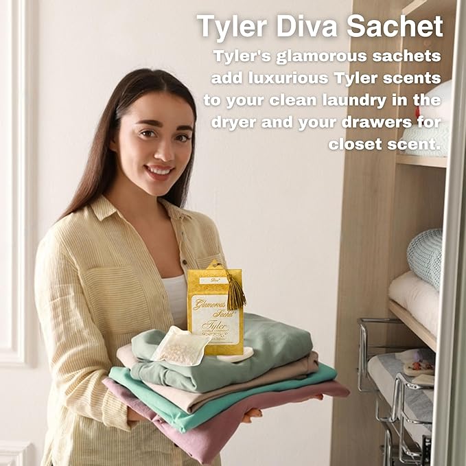 Worldwide Nutrition Bundle: Tyler Candle Company Diva Dryer Sheet Sachets - Glamorous Reusable Dryer Sheets - 1 Pack of 4 Sachets, Dryer, Home, or Personal Sachet and Multi-Purpose Key Chain