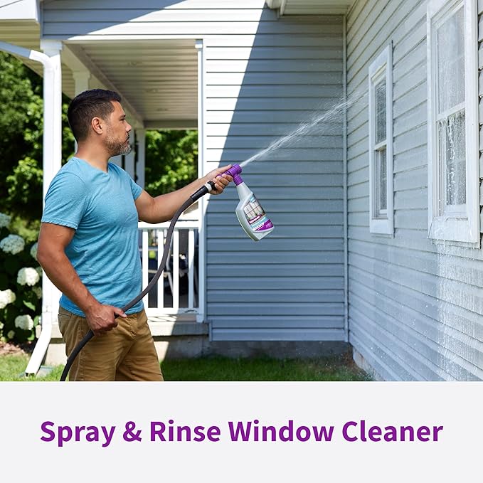 Rejuvenate Outdoor Window Spray and Rinse Cleaner with Hose End Adapter (2 x 32oz)