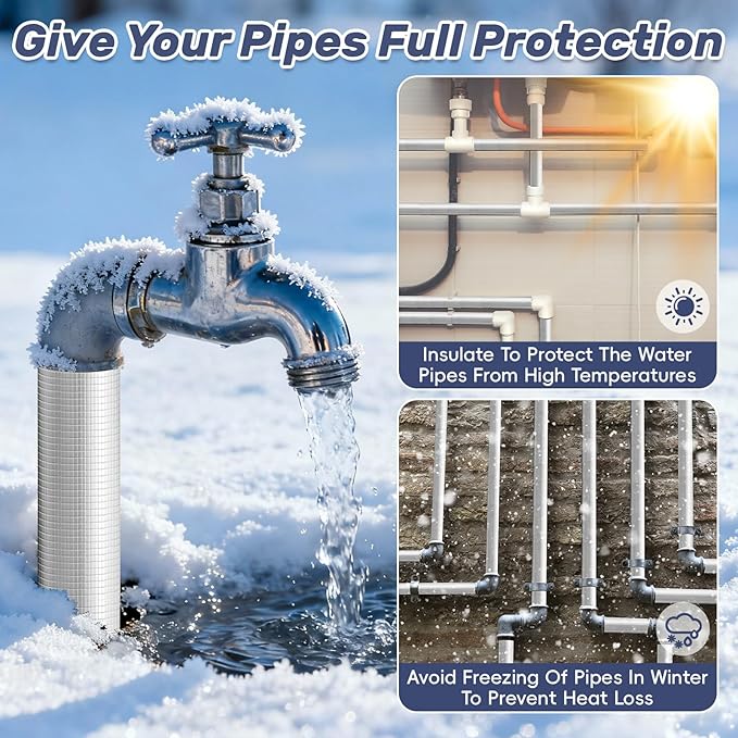36'' L Pipe Insulation Foam Tube Heat Tape for Water Pipes Self Adhesive, Outdoor Foam Water Pipe Insulation for Winter Pipe Freeze Protection (10 PC)