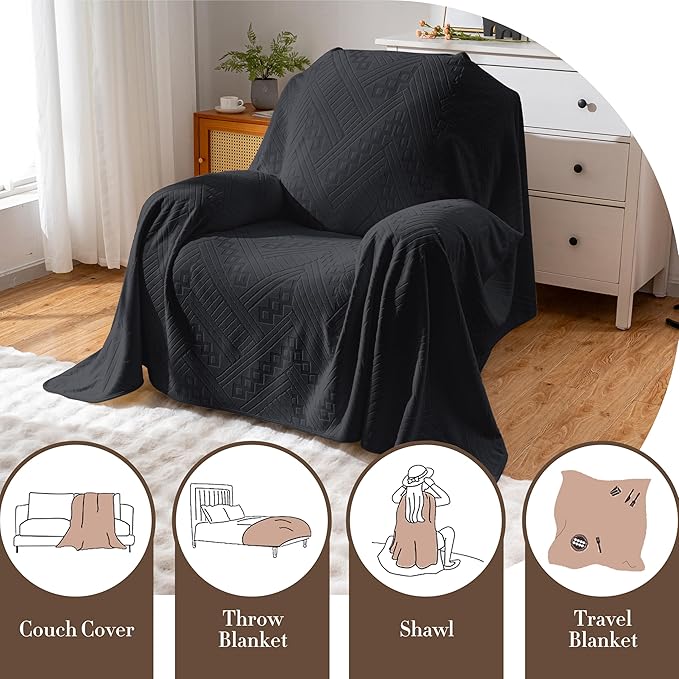 Waterproof Recliner Chair Covers, Anti-Slip Reclining Chair Covers, Pet-Friendly, Washable, Durable and Breathable Couch Covers – Reversible Design for Sofa Protection(71x71in/Black)