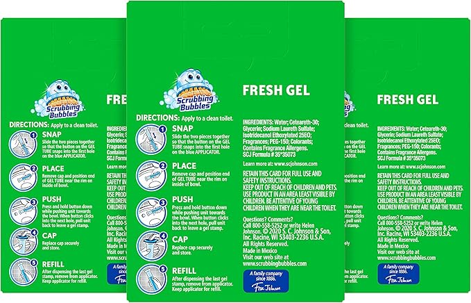 Scrubbing Bubbles Fresh Gel Toilet Bowl Cleaning Stamps Refills, Helps Keep Toilet Clean and Helps Prevent Limescale & Rings, Citrus Scent, 12 Stamps ( Pack of 3 )