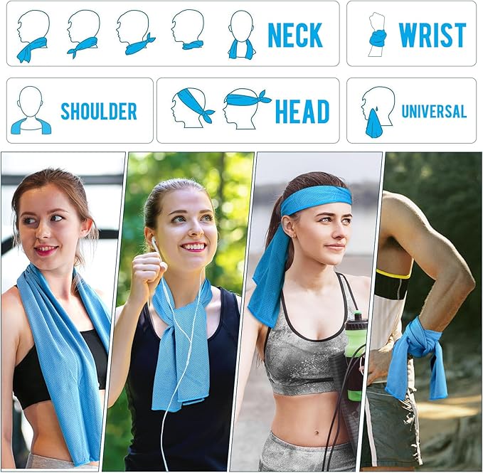 MENOLY 50 Pack Cooling Towels, Cooling Towels for Neck and Face, Sweat Microfiber Towel Soft Breathable Towel for Gym, Yoga, Camping, Running, Fitness, Workout & More Activities