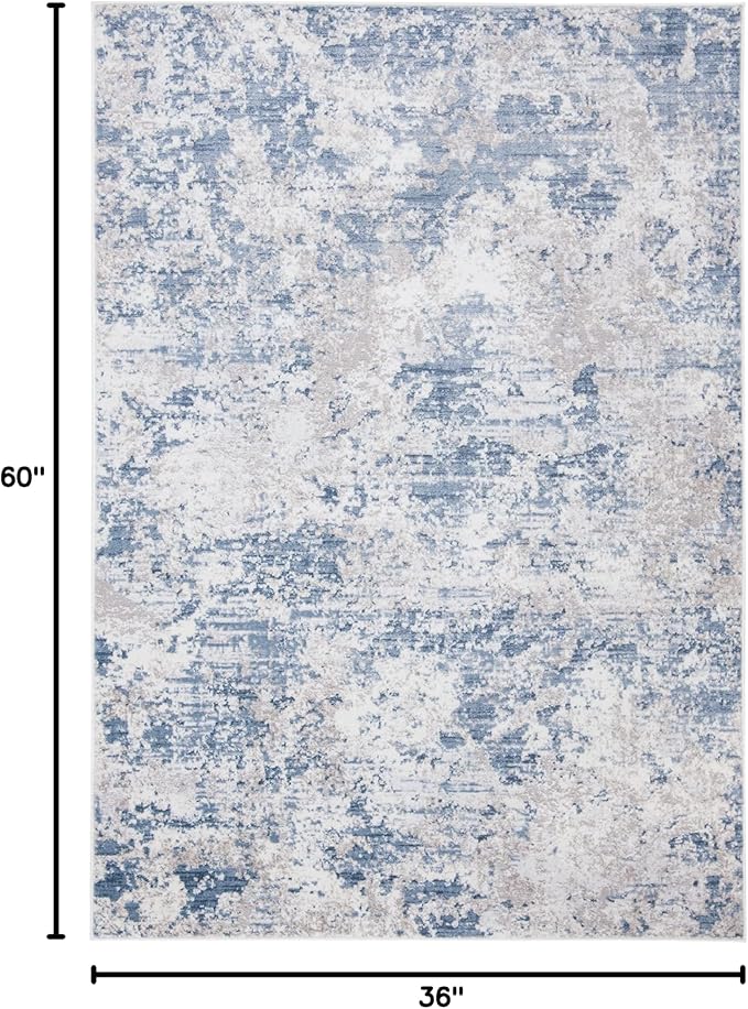 SAFAVIEH Amelia Collection Accent Rug - 3' x 5', Grey & Blue, Modern Abstract Design, Non-Shedding & Easy Care, Ideal for High Traffic Areas in Entryway, Living Room, Bedroom (ALA705F)