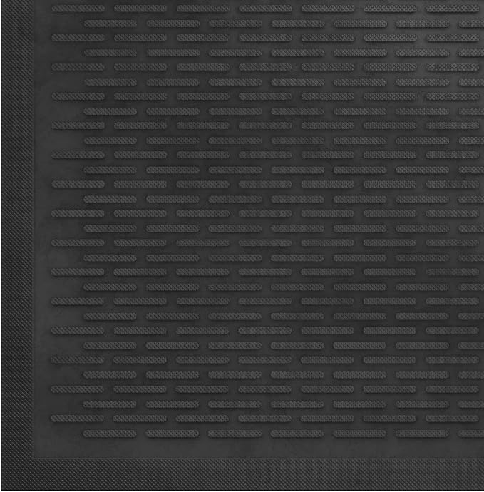 Sweet Home Stores Indoor/Outdoor Rug Ribbed Waterproof Design Multi-Purpose Rubber Mat, Perfect for Kitchens, Entryways, Living Rooms, Office, 3' x 5', Black