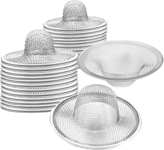 40 pcs Heavy Duty Stainless Steel Slop Basket Filter Trap, 2.75" Top / 1" Mesh Metal Sink Strainer,Perfect for Kitchen Sink/Bathroom Bathtub Wash Basin Floor Drain Balcony Drain Hole RV Sink
