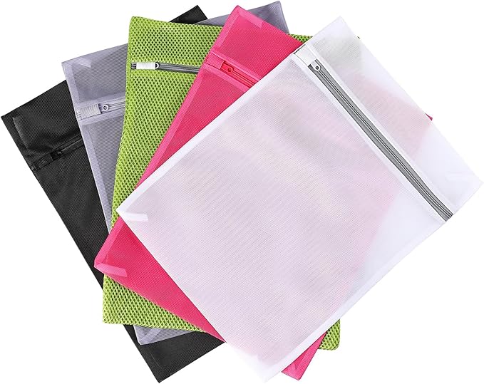 4 pack Mesh Laundry Bags,Mesh Wash Bags,Lingerie Bags for Washing Delicates,12 x 16 Inches lingerie bags for Laundry, Travel Storage Organize Bag for Cotton Clothes,Sheet, Shoes(BLACK)