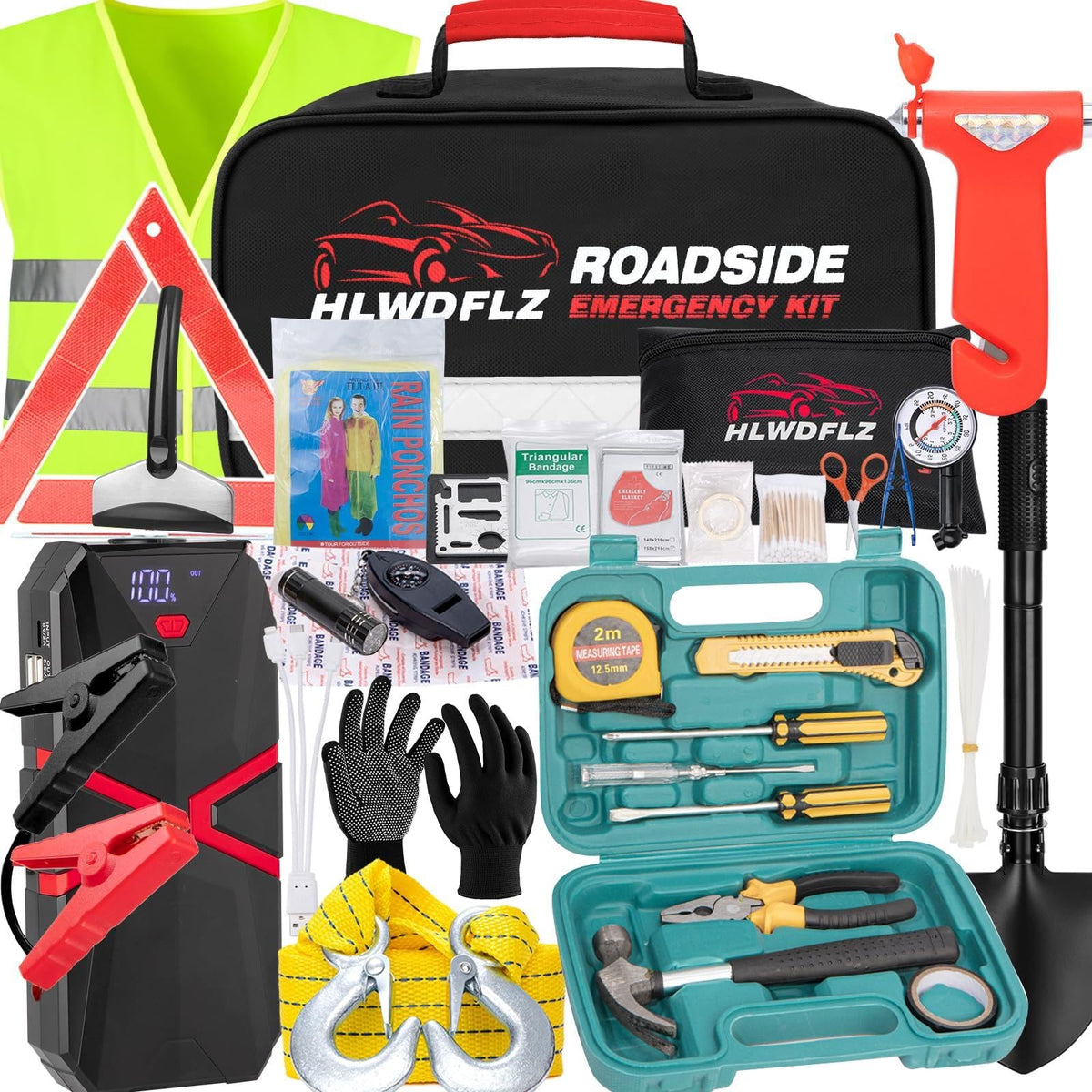 Car Emergency Kit with 2000A Car Battery Jump Starter- Car - Image 1