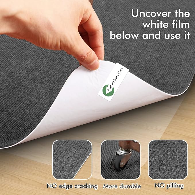 Recliner Pads for Hardwood Floors Non Skid, 35"x35" Furniture Pads Floor Mats for Carpet, Anti Slide Office Chair Mat for Floor Protector, Chairs Recliner Rug Non Slip Recliner Grippers (2 Pack-Grey