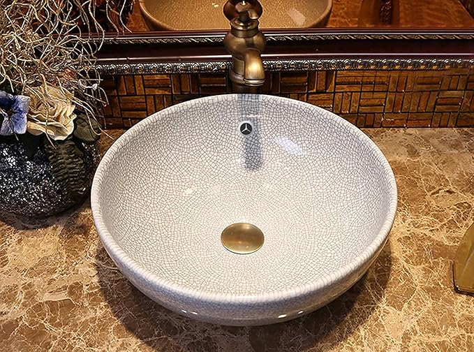 Champagne Bronze Sink Drain with Overflow,Brass Bathroom Sink 1 1/4 Drain with Removable Brass Strainer Basket Push Sink Pop Up Drain,83606-1CB.