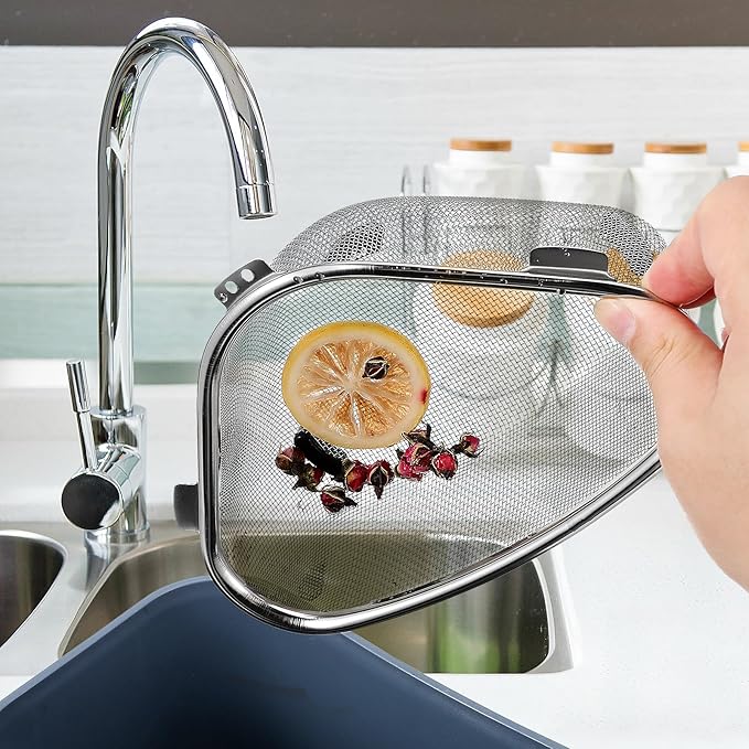 Mesh Strainer Sink Strainer Basket Mesh Basket Stainless Steel Triangle Sink Drainer Kitchen Triangular Corner Colander Metal Shelving