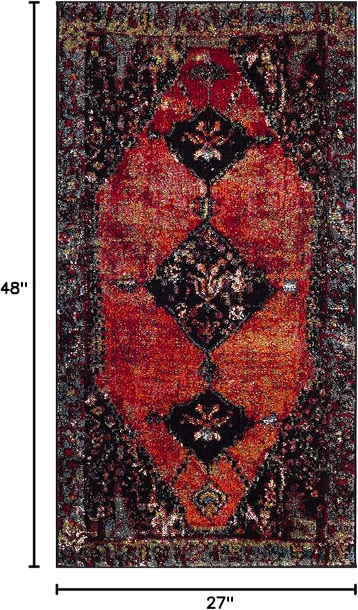SAFAVIEH Vintage Hamadan Collection Accent Rug - 2'3" x 4', Orange & Multi, Traditional Design, Non-Shedding & Easy Care, Ideal for High Traffic Areas in Entryway, Living Room, Bedroom (VTH217B)