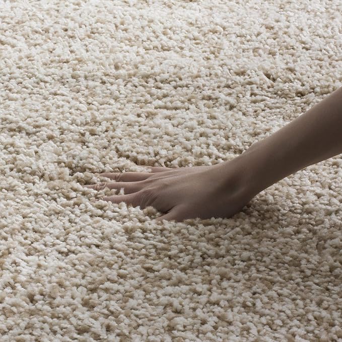 SAFAVIEH Santa Monica Shag Collection Area Rug - 11' x 15', Beige, Solid Pattern, Plush 2-inch Thick, Ideal for High Traffic Areas in Living Room, Bedroom, Dining (SGN725-1313-1115)
