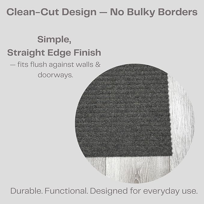 iCustomRug Ribbed Entryway Door Mat – 3'x8' Brown, Indoor/Outdoor, Non-Slip TPR Rubber Backing, Low-Profile All-Weather Carpet, Non-Shedding & Easy Care, Utility Rug Ideal for High Traffic Areas
