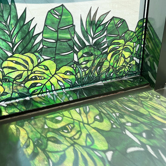 Original Hand Drawn Window Cling Film Stained Glass Border - Image 1