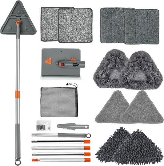Base Boards Cleaning Tool with Long Handle 76 Inch, 360° Rotatable Wall Cleaner Mop Base Board Cleaner Tool, Wall Cleaning Mop with 10 Reusable Pads for Walls, Ceilings and Baseboards