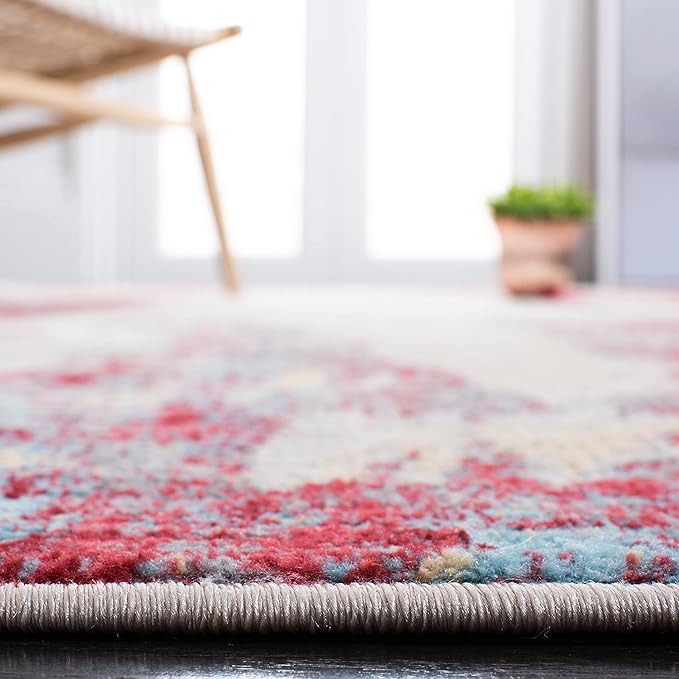 SAFAVIEH Jasper Collection Accent Rug - 4' x 6', Red & Ivory, Modern Abstract Design, Non-Shedding & Easy Care, Ideal for High Traffic Areas in Entryway, Living Room, Bedroom (JSP101Q)