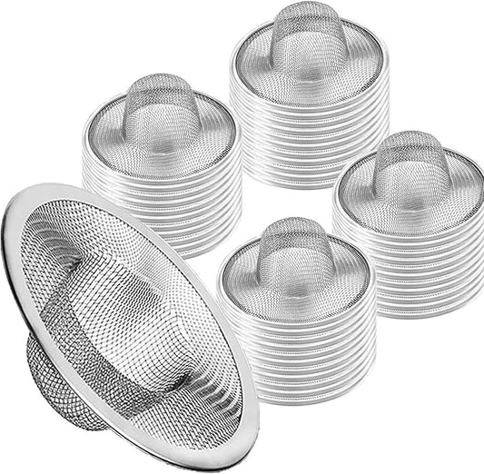 50pcs Heavy Duty Stainless Steel Slop Basket Filter Trap, 2.75" Top / 1" Mesh Metal Sink Strainer,Perfect for Kitchen Sink/Bathroom Bathtub Wash Basin Floor Drain Balcony Drain Hole,Utility…